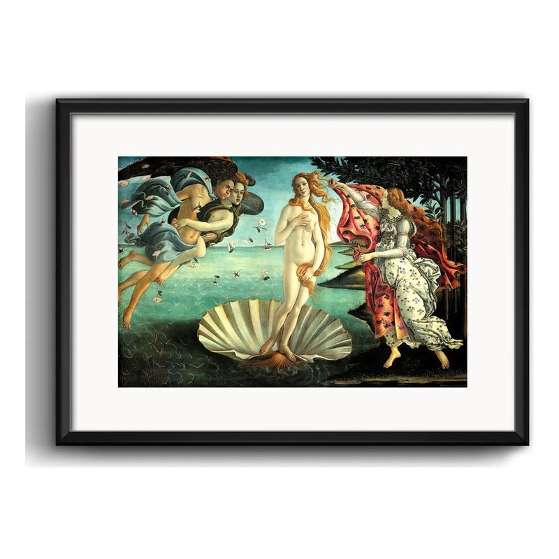 Cuadro El Nacimiento De Venus Sandro Botticelli Con Paspartú Marco Negro