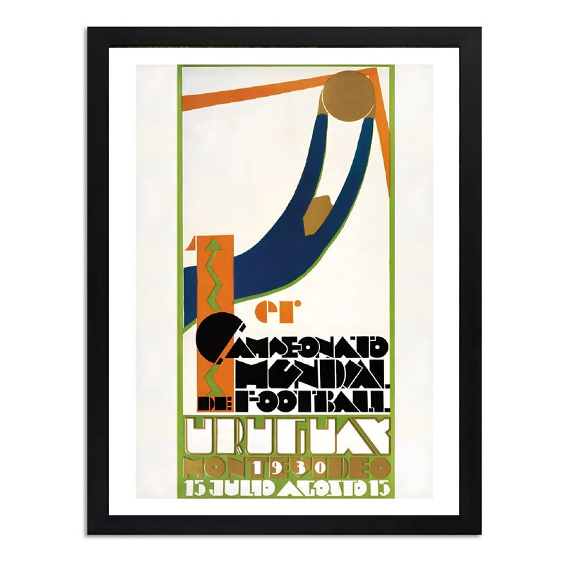 Cuadro Copa Del Mundo Futbol 1930 Uruguay Campeonato Retro Marco Negro