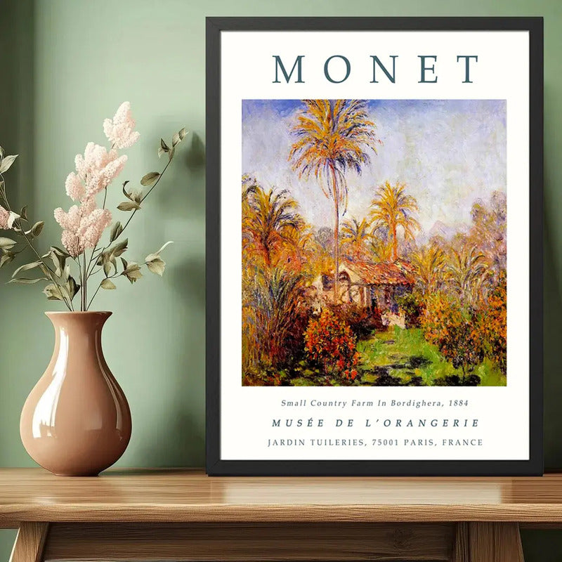 Cuadro Dormitorio Living Claude Monet Granja Bordighera Farm Marco Negro