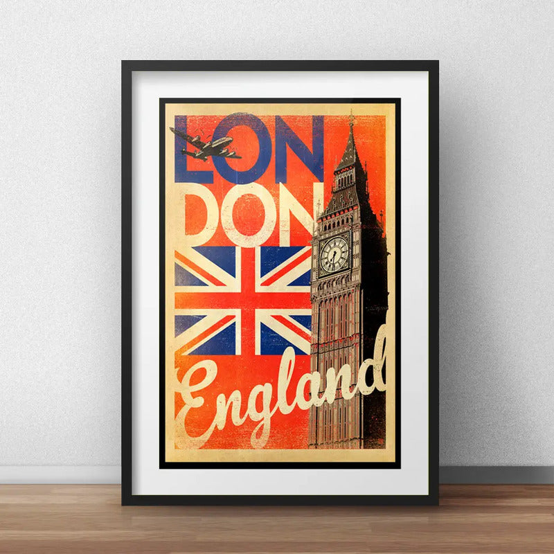 Set 3 Cuadros Londres Paris Nueva York Ciudades Con Paspartu