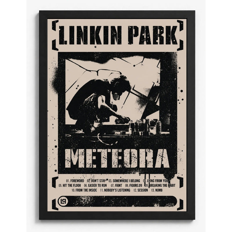 Cuadro Linkin Park Meteora Album Nu Metal Rock Musica Marco Negro