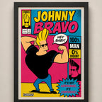 Cuadro Johnny Bravo Comics Art Joven Musculoso Serie Tv Marco Negro