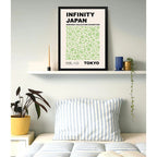 Cuadro Yayoi Kusama Infinity Dots Arte Japones Minimalista Yayoi Kusama Dots Verde Suave Marco Negro