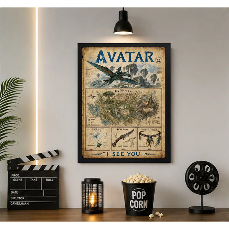 Cuadro Avatar Pelicula Mapa Pandora Cinema Arte Marco Negro