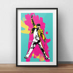 Cuadro Freddie Mercury Pop Art Queen Decoracion Con Paspartú Marco Negro