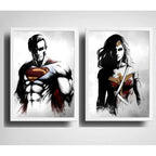 Set 2 Cuadros Superman Mujer Maravilla Superhéroes Dc Comics