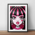 Cuadro Monster High Draculaura Pop Art Decoracion Paspartú Marco Negro