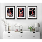 Set 3 Cuadros Michael Jordan Basket Nba Nike Con Paspartu Marco Negro