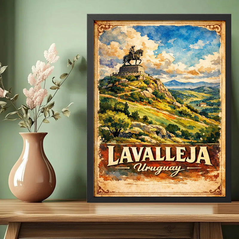 Cuadro Lavalleja Cerro Artigas Minas Paisajes Retro Uruguay Marco Negro