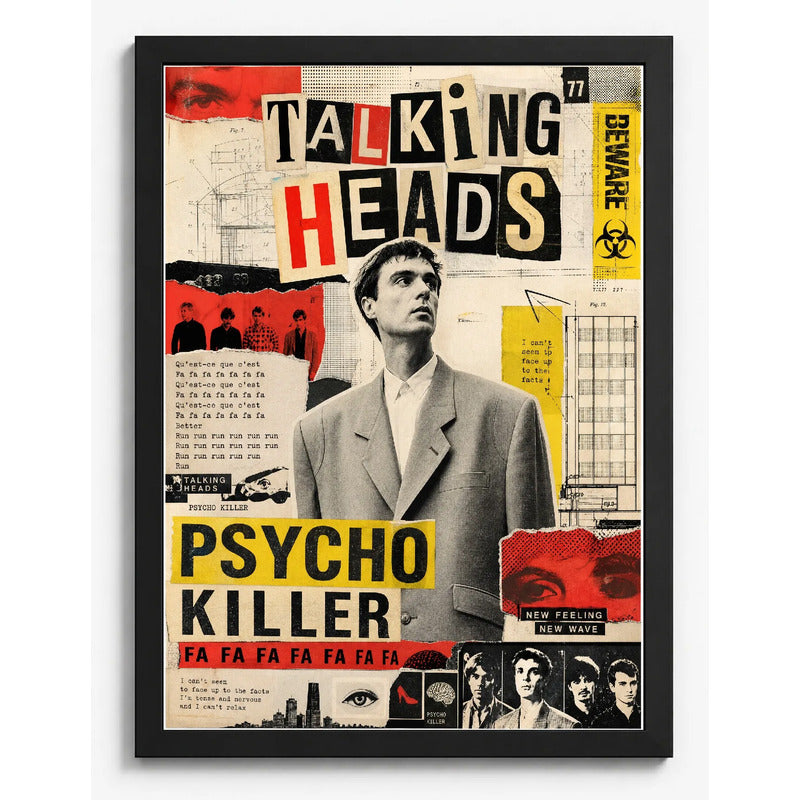 Cuadro Talking Heads Cancion Psycho Killer Punk Rock Vintage Marco Negro