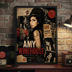 Cuadro Amy Winehouse Soul Jazz R&b Blues Arte Rock Vintage Marco Negro