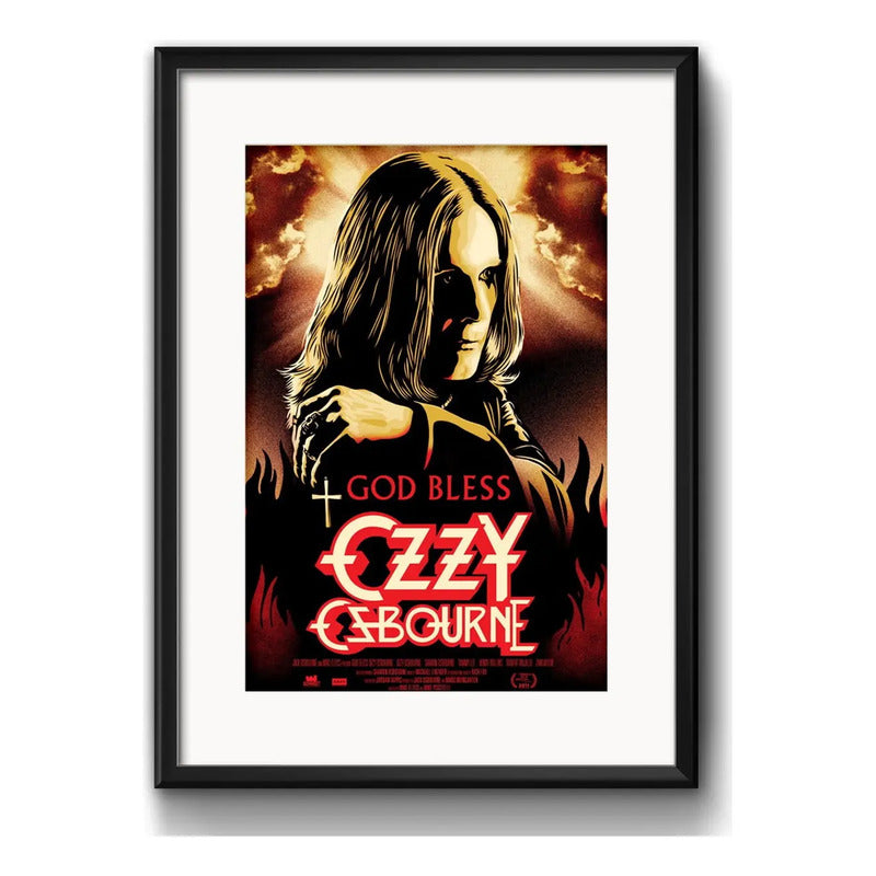 Cuadro Ozzy Osbourne Heavy Metal Rock Decoracion C/ Paspartú Marco Negro