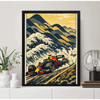Cuadro Auto Formula 1 Ola Kanagawa Japón Carrera Vintage Art Marco Negro