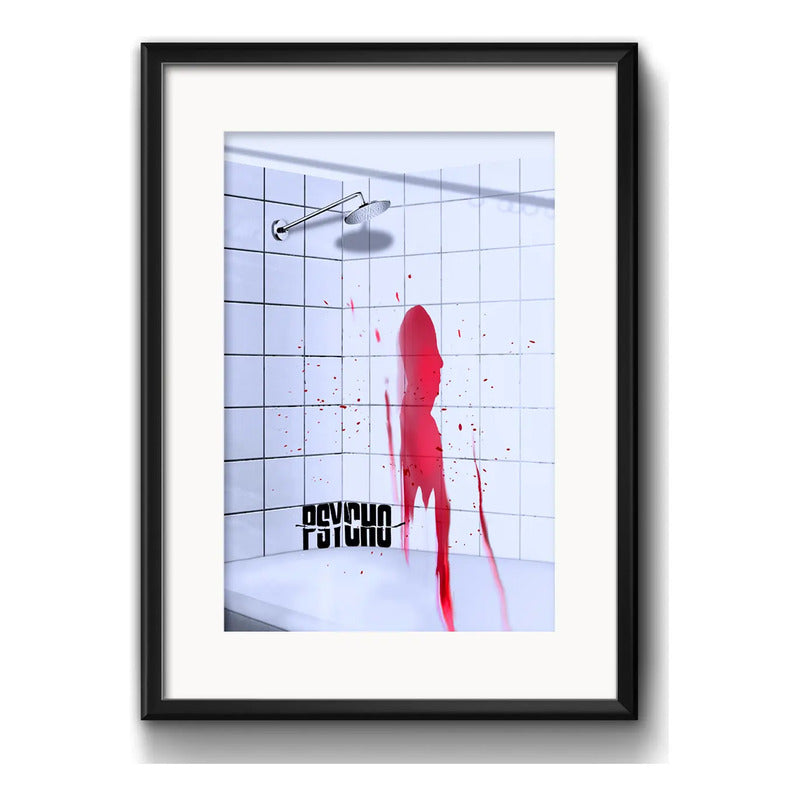 Cuadro Psicosis Minimalista Alfred Hitchcock Con Paspartú Marco Negro