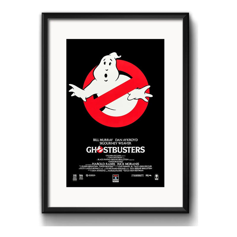 Cuadro Ghostbusters Cazafantasmas Pelicula Con Paspartú Modelo 1 Con Marco Negro