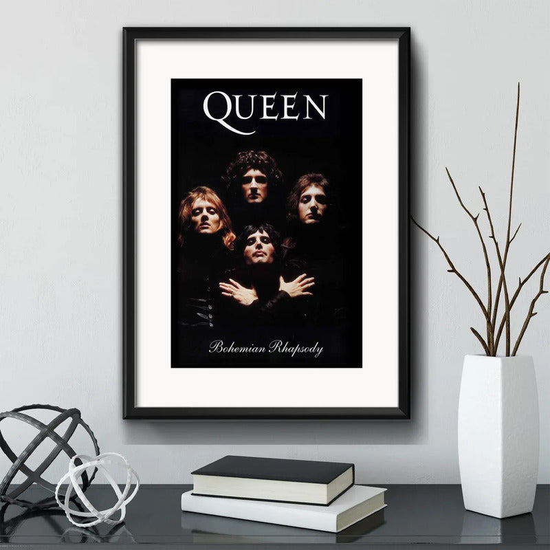 Cuadro Queen Freddie Mercury Rock B7 Decoracion Con Paspartú Marco Negro
