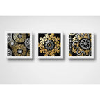 Set 3 Cuadros Mandalas Gold Doradas Arte Boho Zen Decoracion