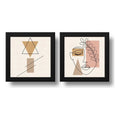Set 2 Cuadros Rostro Mujer Minimalista Boho Arte - 33x33cm Marco Negro
