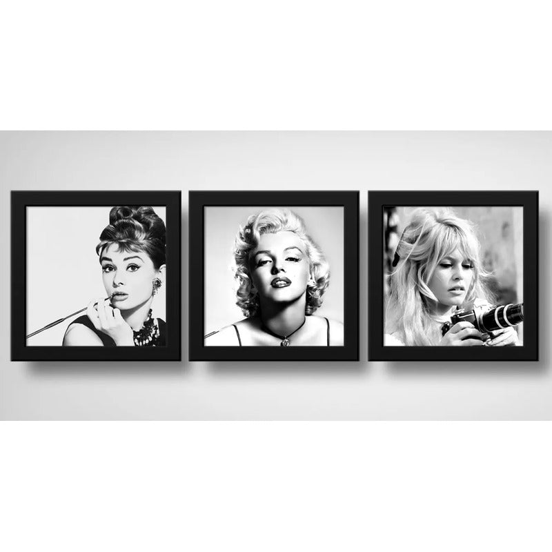 Set 3 Cuadros Marilyn Monroe Audrey Hepburn Brigitte Bardot