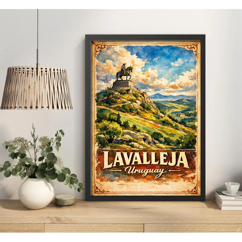 Cuadro Lavalleja Cerro Artigas Minas Paisajes Retro Uruguay Marco Negro