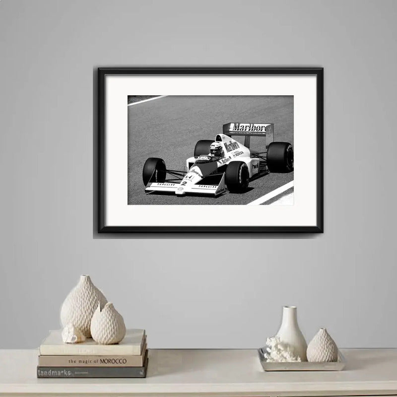 Cuadro Alain Prost Mclaren Mp4/5 Decoración Con Paspartu Marco Negro