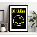 Cuadro Nirvana Smile Rock Grunge Musica Arte Decoracion Marco Negro
