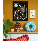 Cuadro Yayoi Kusama Cats & Dots Gato Neko Arte Japones Marco Negro