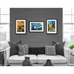 Set 3 Cuadros Van Gogh Obras Noche Estrellada Terraza Café 43x33cm Con Paspartú Marco Negro
