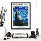 Cuadro Van Gogh La Noche Estrellada Obra Pintor Decoracion Marco Negro