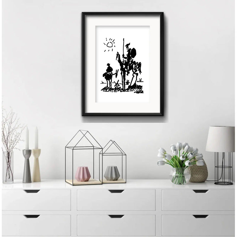 Cuadro Pablo Picasso Don Quijote 53x43cm Con Paspartú Marco Negro