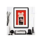 Cuadro Perro Gato Musica Cine Pop Decoracion Con Paspartú