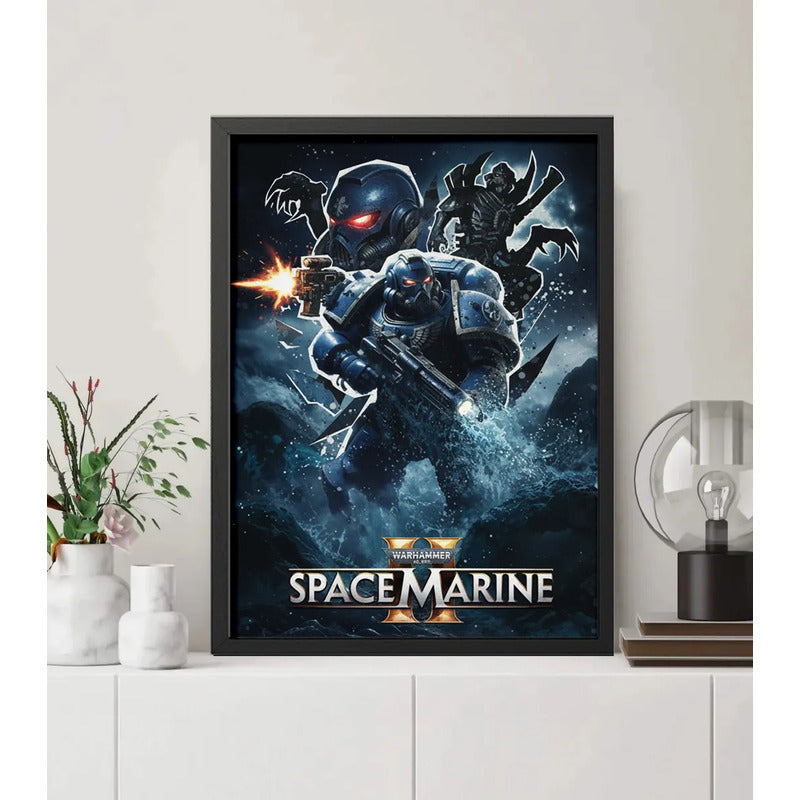 Cuadro Space Marine Espacial Videojuego B3 Decorar Game Room Marco Negro