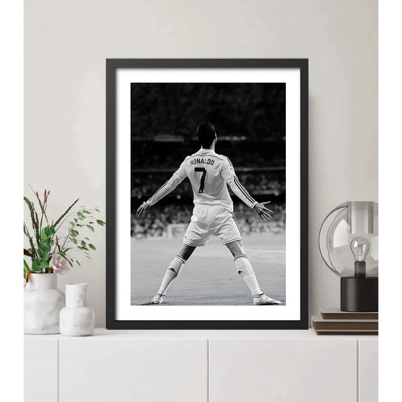 Cuadro Cristiano Ronaldo Cr7 Foto Iconica Fútbol Deporte Marco Negro