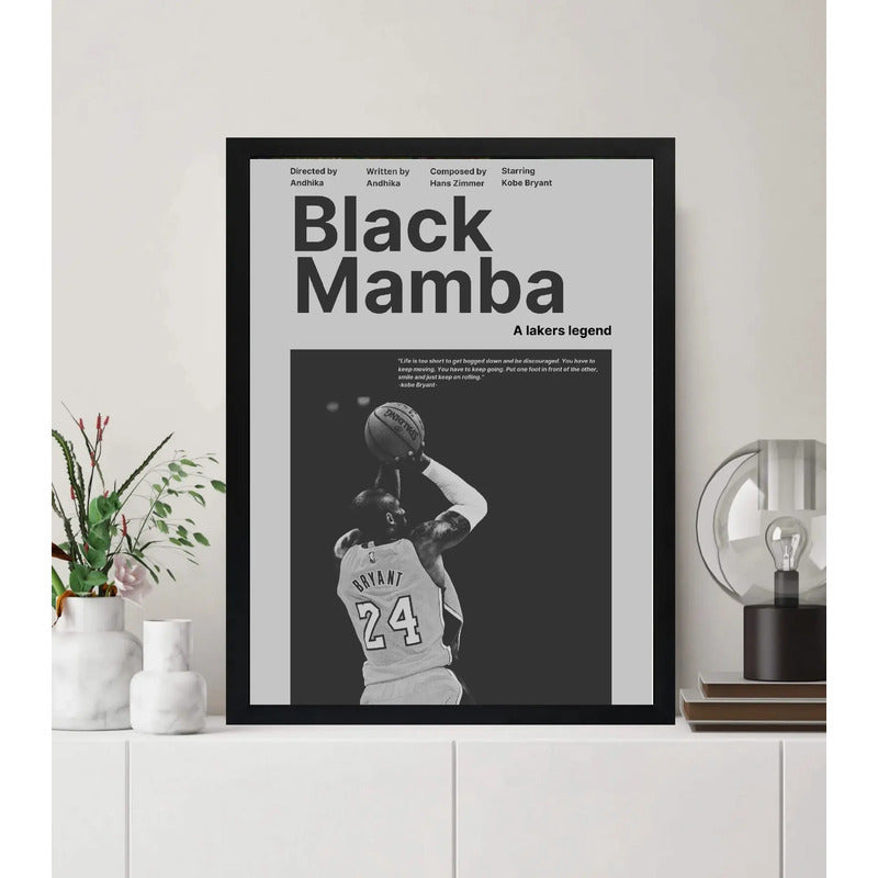 Cuadro Black Mamba Lakers Kobe Bryant Baloncesto Deportes Marco Negro