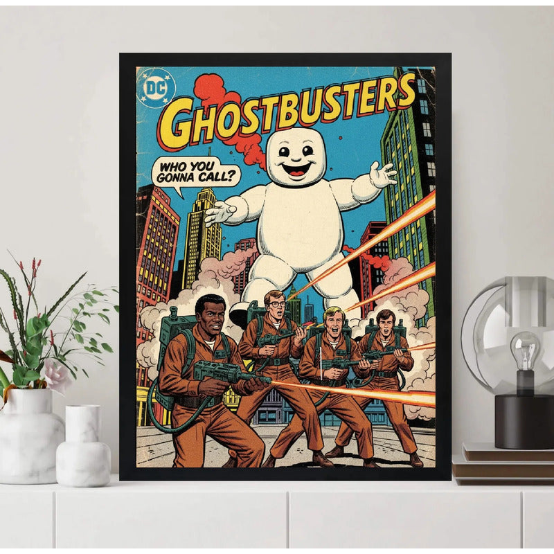 Cuadro Ghostbusters Comics Cazafantasmas Pelicula Arte Retro Marco Negro