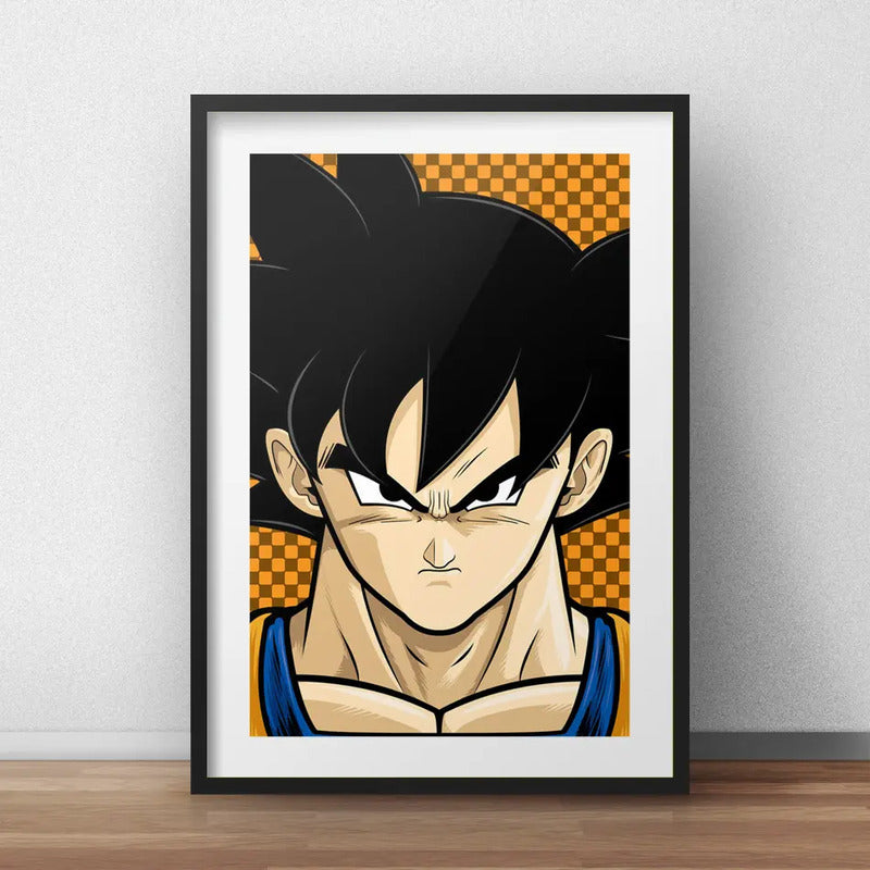 Cuadro Goku Pop Art Dragon Ball Anime Decoracion C/ Paspartú Marco Negro