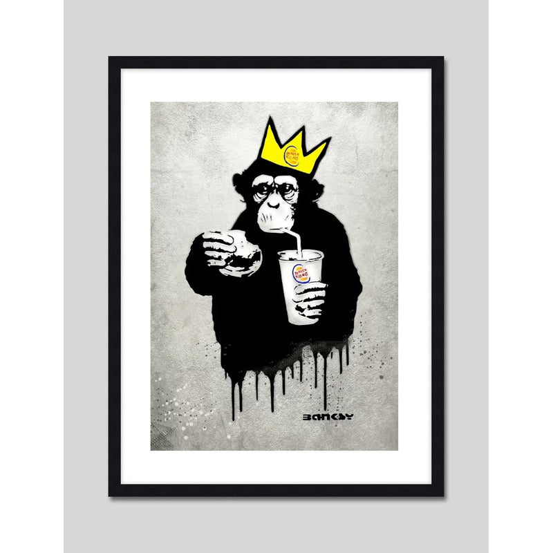 Cuadro Banksy Burger Kong Arte Urbano Decoracion Moderna Marco Negro