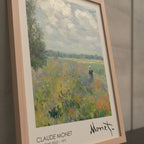 Set 3 Cuadros Living Dormitorio Claude Monet Obras Clásicas Marco Marrón Claro