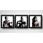 Set 3 Cuadros Batman Superman Mujer Maravilla Héroes Comics