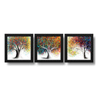 Set 3 Cuadros Árboles Coloridos Árbol Botanico Decoracion