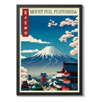 Cuadro Monte Fuji Sakura Fujiyoshida Arte Japonés Decoracion Marco Negro