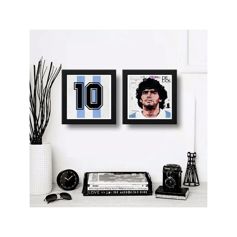 Set 2 Cuadros Maradona Argentina Fútbol Jugador Decoracion