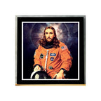 Cuadro Jesus Cristo Astronauta Pop Art Decoracion Moderna Marco Negro