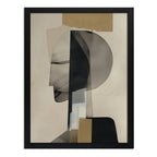 Cuadro Dormitorio Living Boho Arte Abstracto Collage Silueta Marco Negro