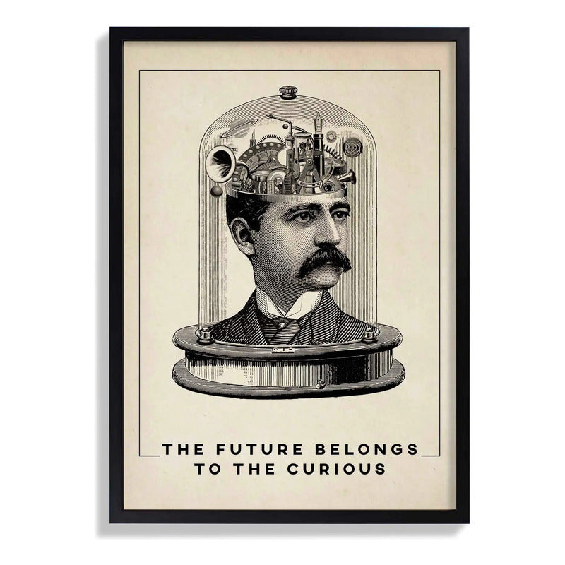Cuadro El Futuro Pertenece A Los Curiosos Frase Decoracion Marco Negro