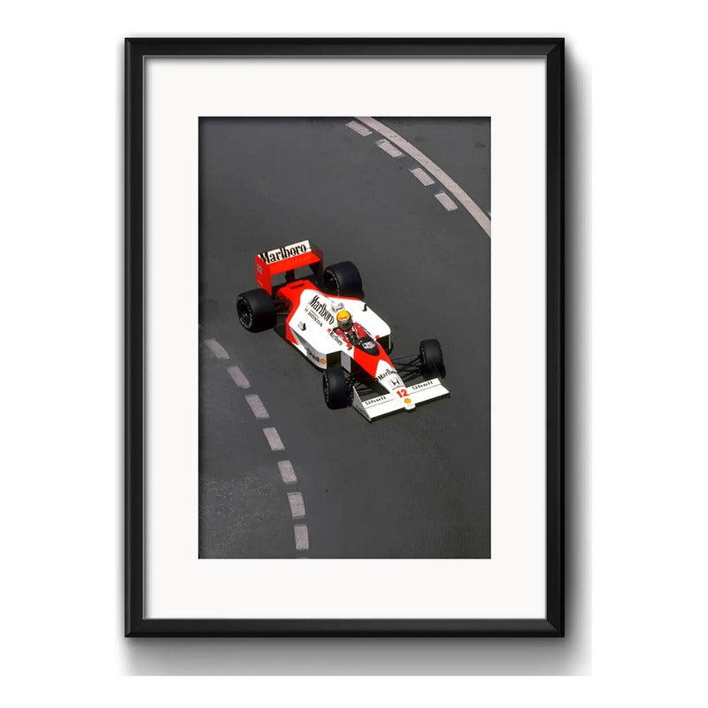 Cuadro Ayrton Senna Mclaren Mp4/4 Formula 1 Con Paspartu Marco Negro