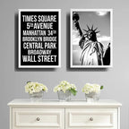 Set 2 Cuadros Nueva York Estatua Libertad Blanco Y Negro