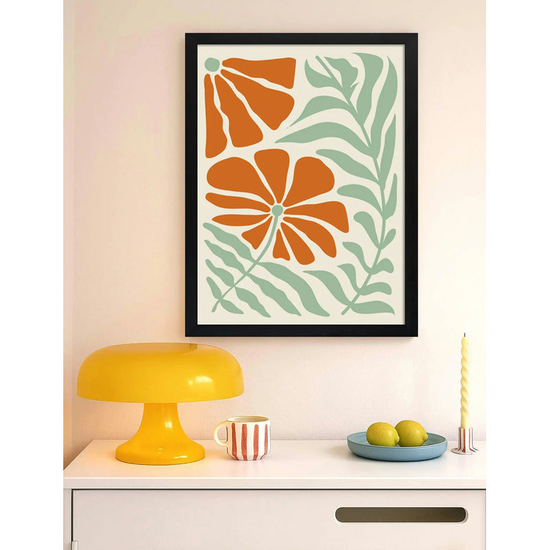 Cuadro Boho Botanico Flores Plantas Abstracto Tonos Nude Flores Boho 2 Negro