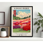Cuadro Kawase Hasui Arte Japónes Vista De Jardín De Azaleas Marco Negro