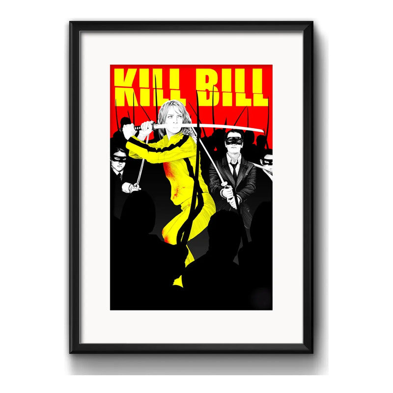 Cuadro Kill Bill Pelicula Cinema Decoracion Con Paspartú Modelo 1 Con Marco Negro
